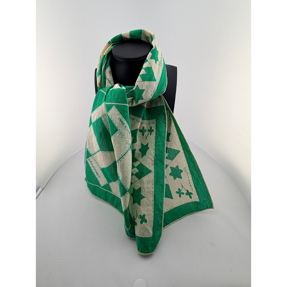 Vintage Frankie Welch Quilt Pattern Scarf Green Lottie Barnett Virginia Reel